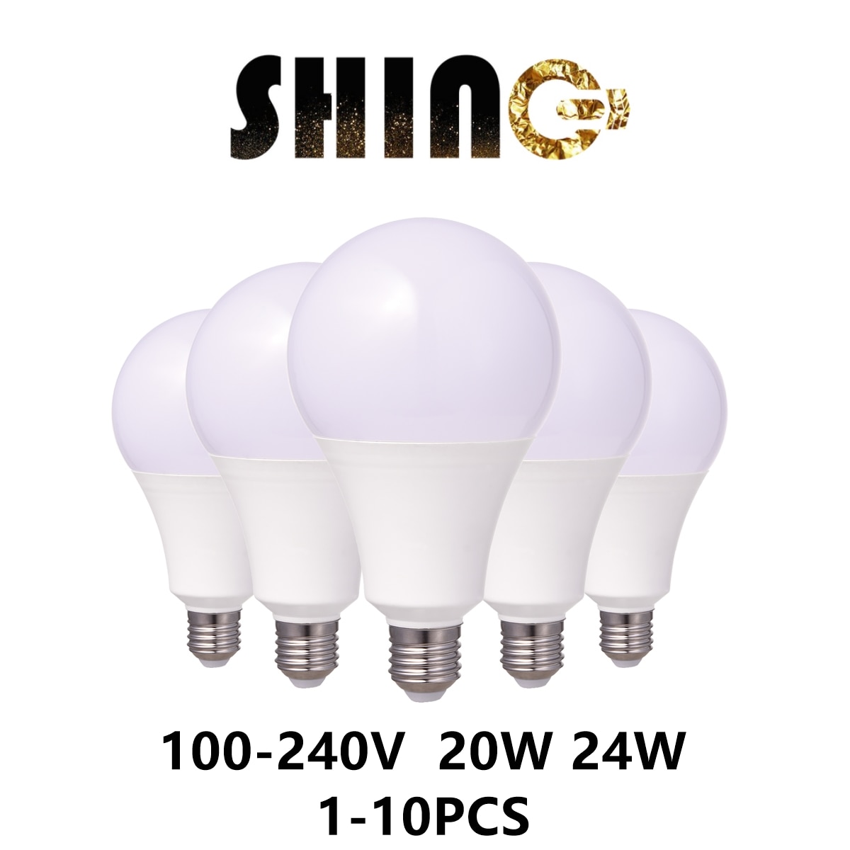 LED 고출력 전구, 스트로브 없음, 쇼핑몰 홈 조명에 적합, 높은 광 효율, A80, 100V-240V, E27, B22, 20W, 24W, 1-10 개